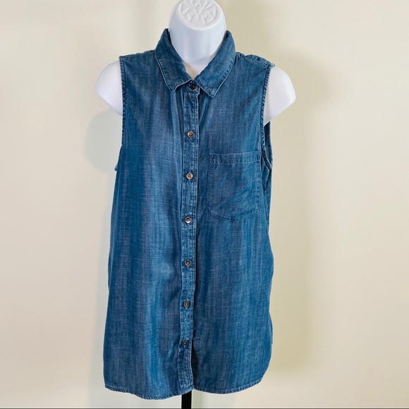 Banana Republic Sleeveless Pleated Back Collared Shirt Size S - Picture 1 of 8